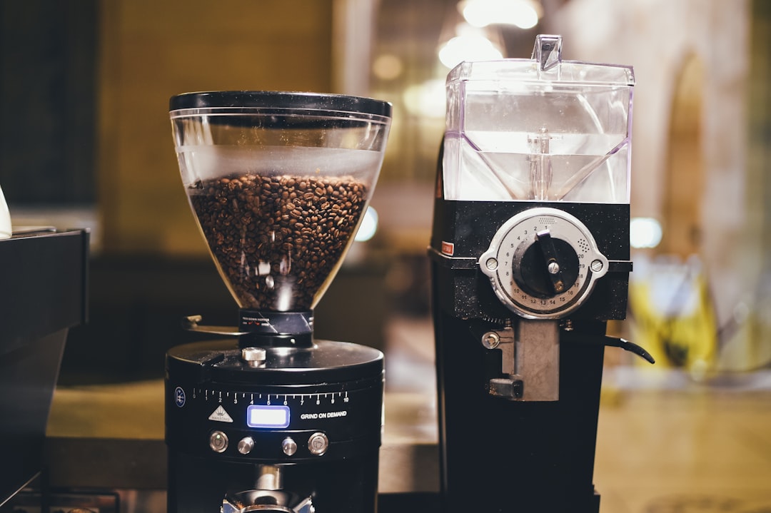 Coffee machine grinding beans